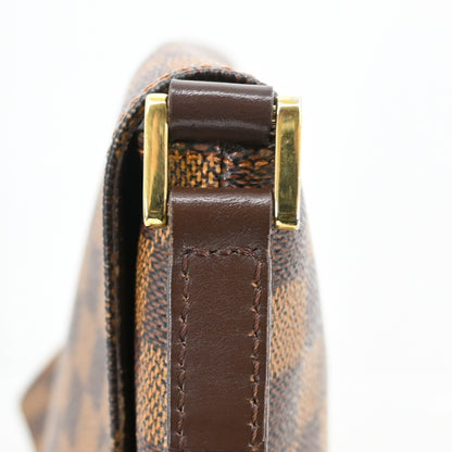 Louis Vuitton Musette Tango Damier Ebene, Brown, Canvas, Shoulder Bag