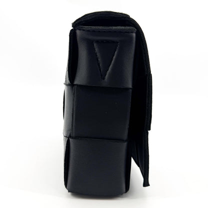 Bottega Veneta Cassette Maxi Intrecciato Leather, Black, Leather, Crossbody Bag
