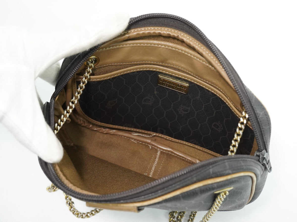 Christian Dior Vintage Honeycomb Canvas, Black, Canvas, Shoulder Bag