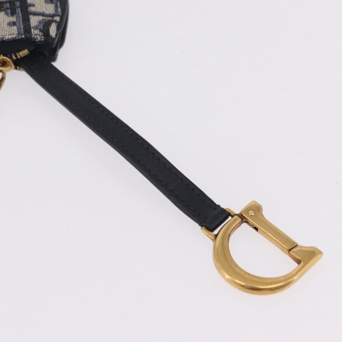 Christian Dior Vintage Saddle Zip Coin Purse Diorissimo Canvas, Navy, Canvas, Clutch
