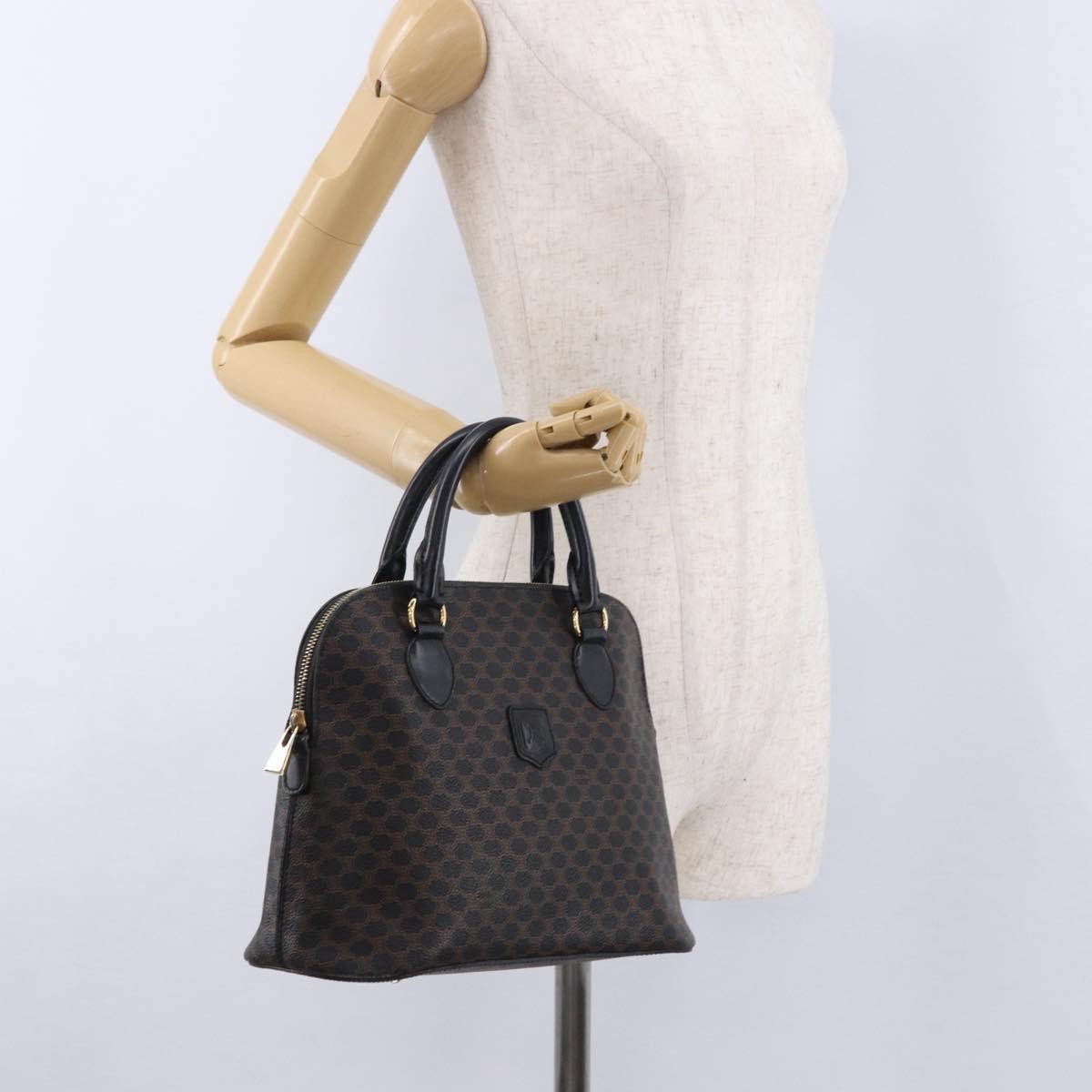 Celine Macadam Toile Triomphe, Black, Canvas, Handbag