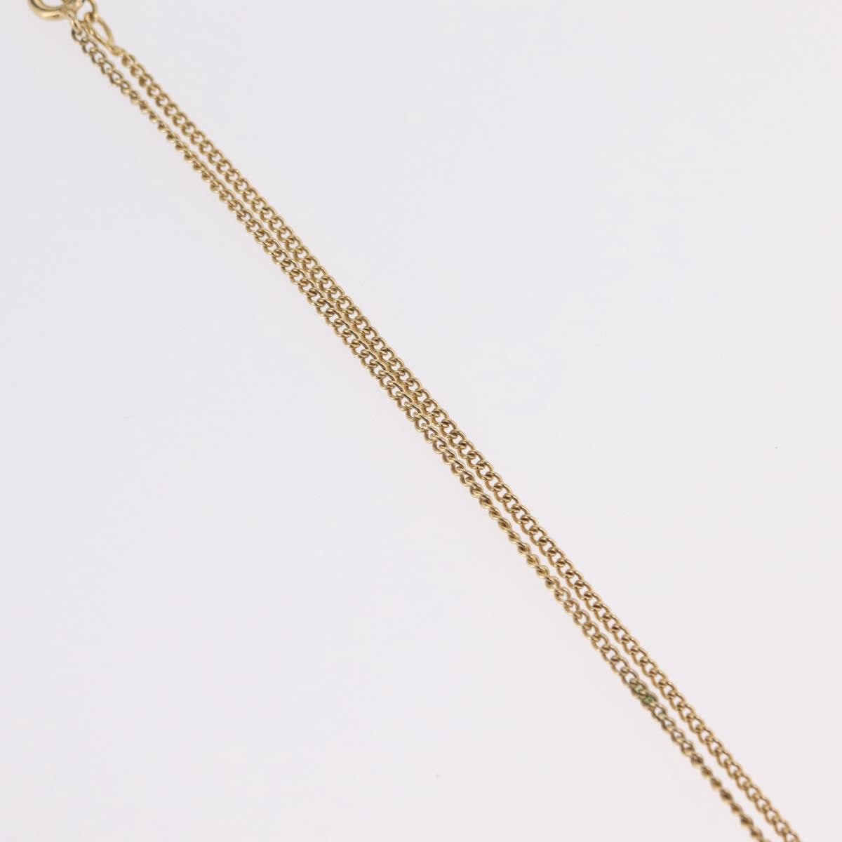 Christian Dior Round Logo Pendant Metal with Crystal, Gold, Metal, Necklace