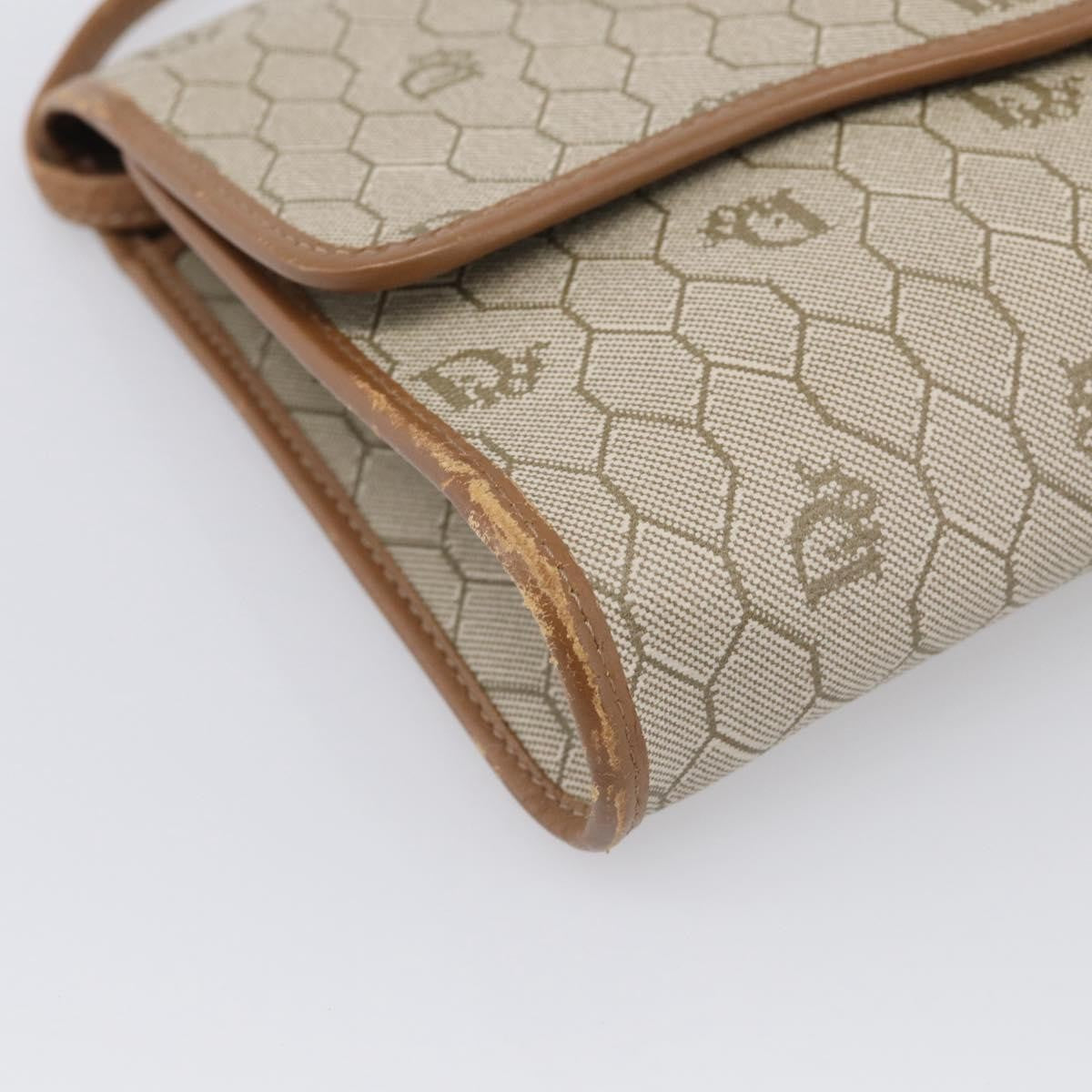 Christian Dior Vintage Honeycomb Canvas, Beige, Canvas, Shoulder Bag