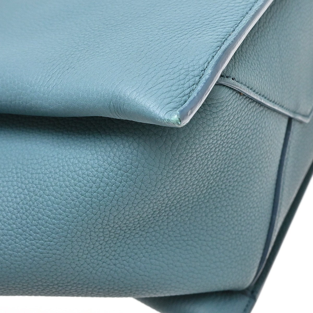 Celine Tri-Fold Grained Calfskin, Blue, Leather, Shoulder Bag