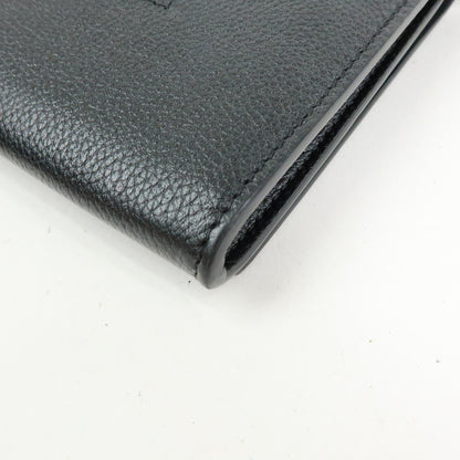 Balenciaga Logo Wallet with Strap Embossed Leather, Black, Leather, Crossbody Bag