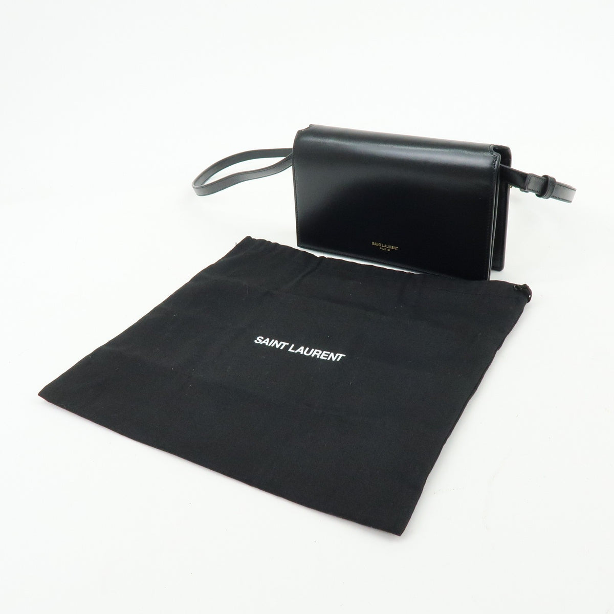 Saint Laurent Paris Chain Leather, Black, Leather, Crossbody Bag