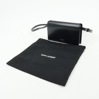 Saint Laurent Paris Chain Leather, Black, Leather, Crossbody Bag