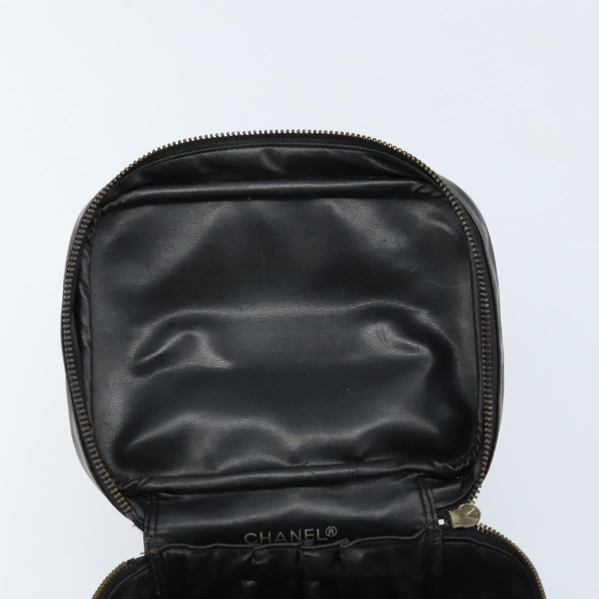 Fendi Vintage Cosmetic Case Pequin Canvas, Black, Leather, Clutch