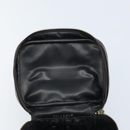Fendi Vintage Cosmetic Case Pequin Canvas, Black, Leather, Clutch