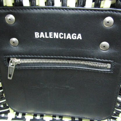 Balenciaga Bistro Panier Woven Faux Leather, Black, Patent Leather, Handbag