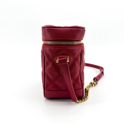 Saint Laurent 80's Vanity Quilted Leather, Red, Leather, Handbag