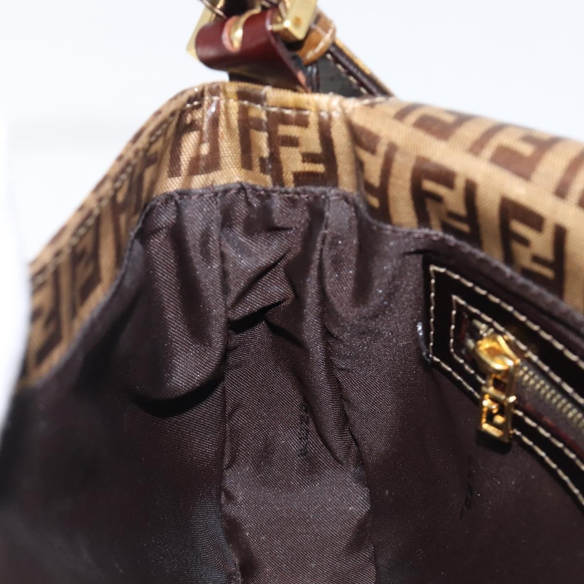 Fendi Mamma Baguette Zucca patent leather, Beige, Canvas, Shoulder Bag