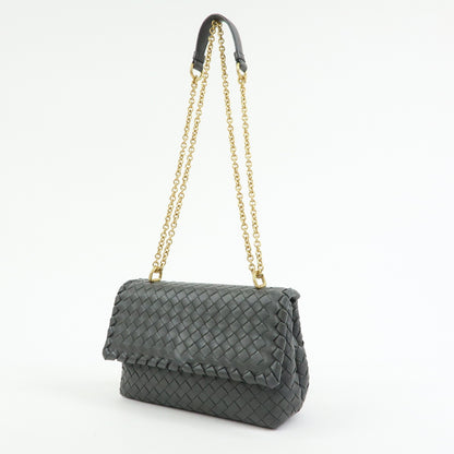 Bottega Veneta Olimpia Intrecciato Nappa, Gray, Leather, Crossbody Bag
