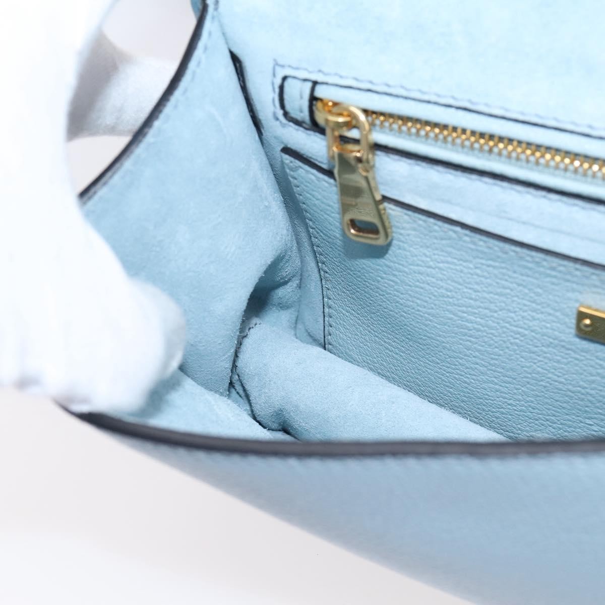 Miu Miu Madras Crystal Buckle Leather, Blue, Leather, Shoulder Bag