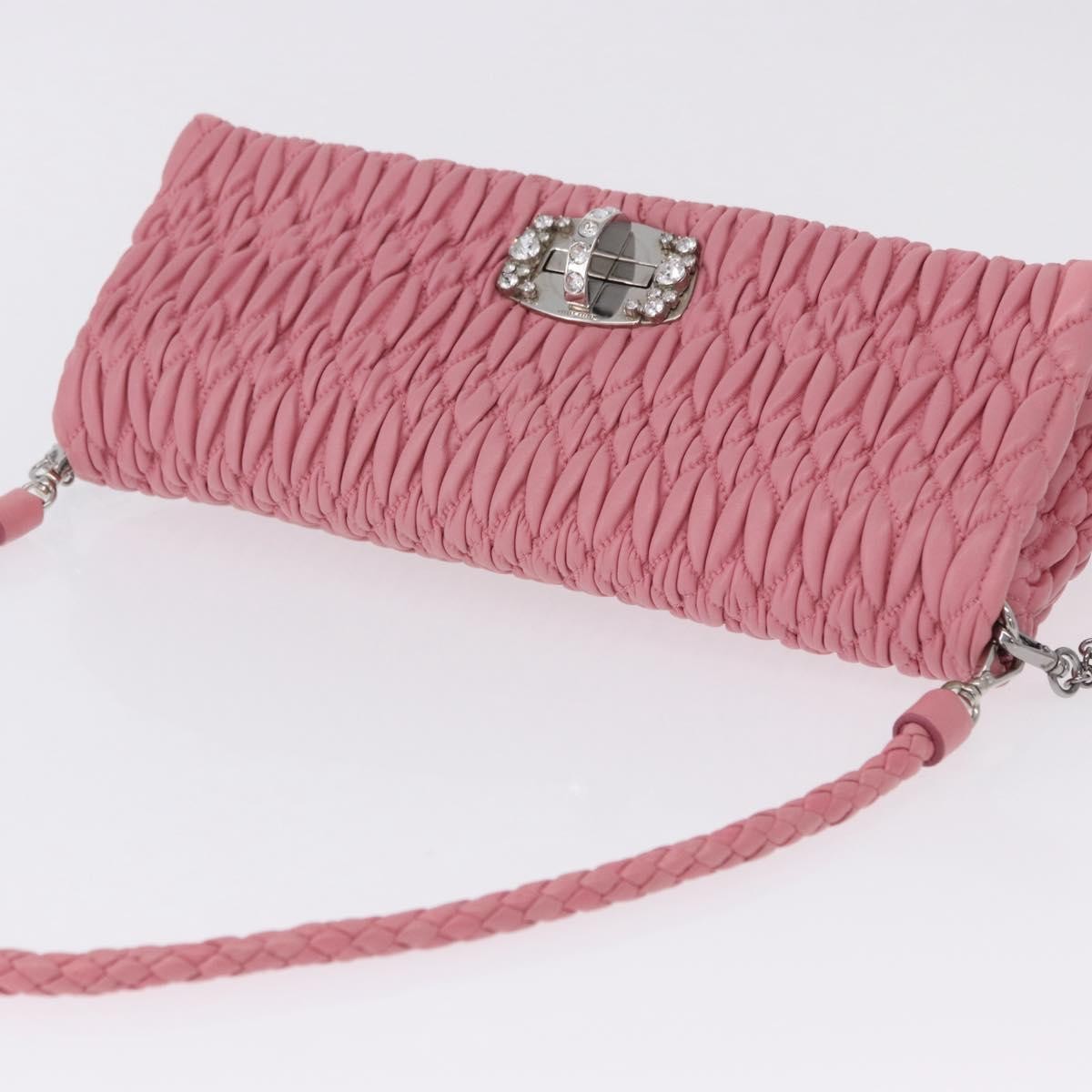 Miu Miu Crystal Clutch Matelasse Leather, Pink, Leather, Handbag