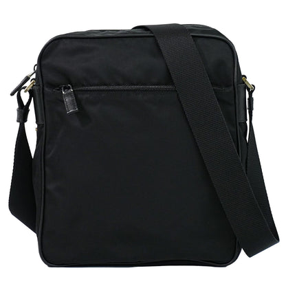 Prada Front Zip Messenger Quilted Tessuto, Black, Nylon, Shoulder Bag