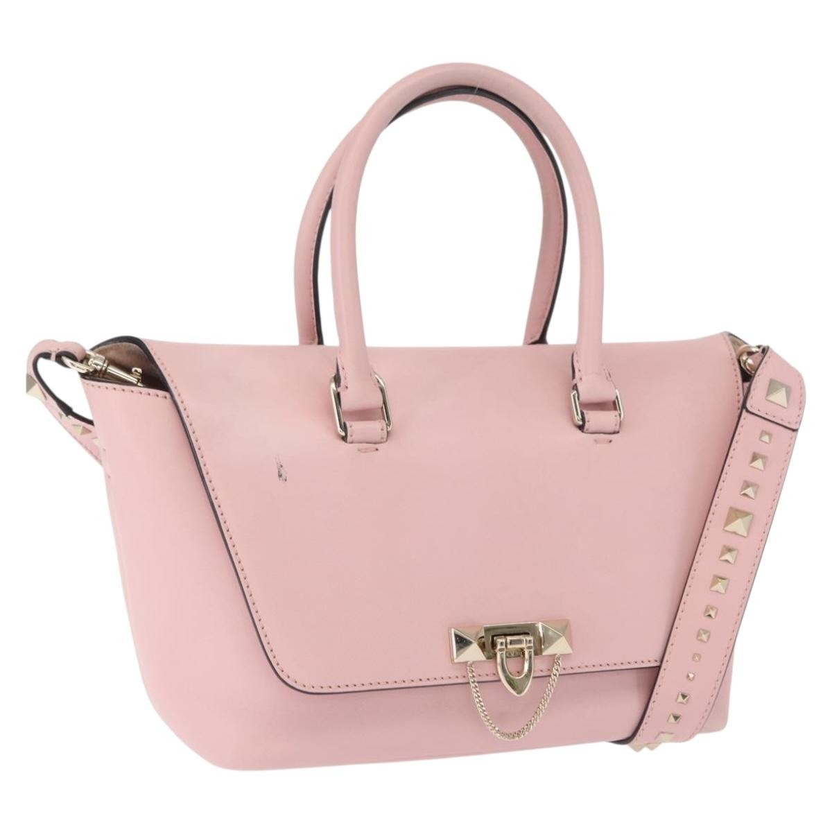 Valentino Garavani Demilune Flap Satchel Leather, Pink, Leather, Handbag