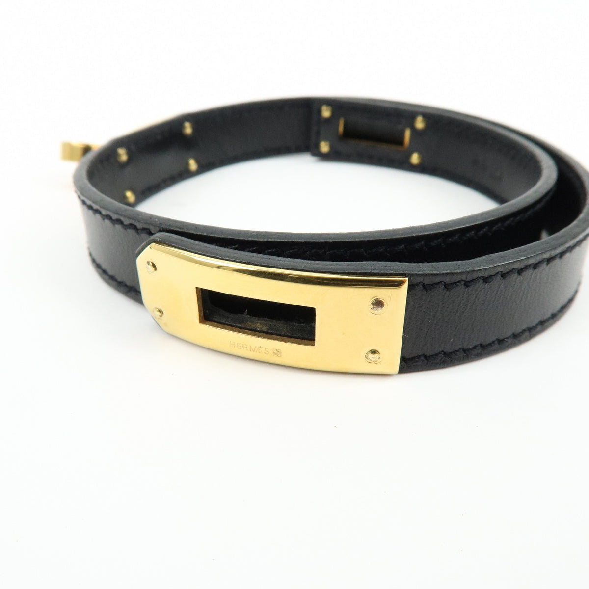 Hermes Kelly Double Tour Leather, Black, Leather, Bracelet