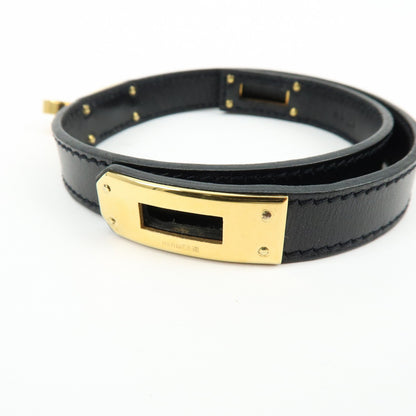 Hermes Kelly Double Tour Leather, Black, Leather, Bracelet