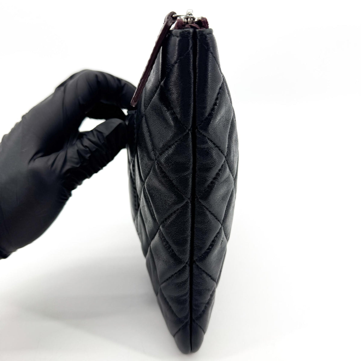 Chanel O Case Clutch Quilted Lambskin, Black, Leather, Clutch