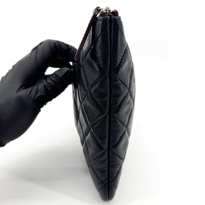 Chanel O Case Clutch Quilted Lambskin, Black, Leather, Clutch