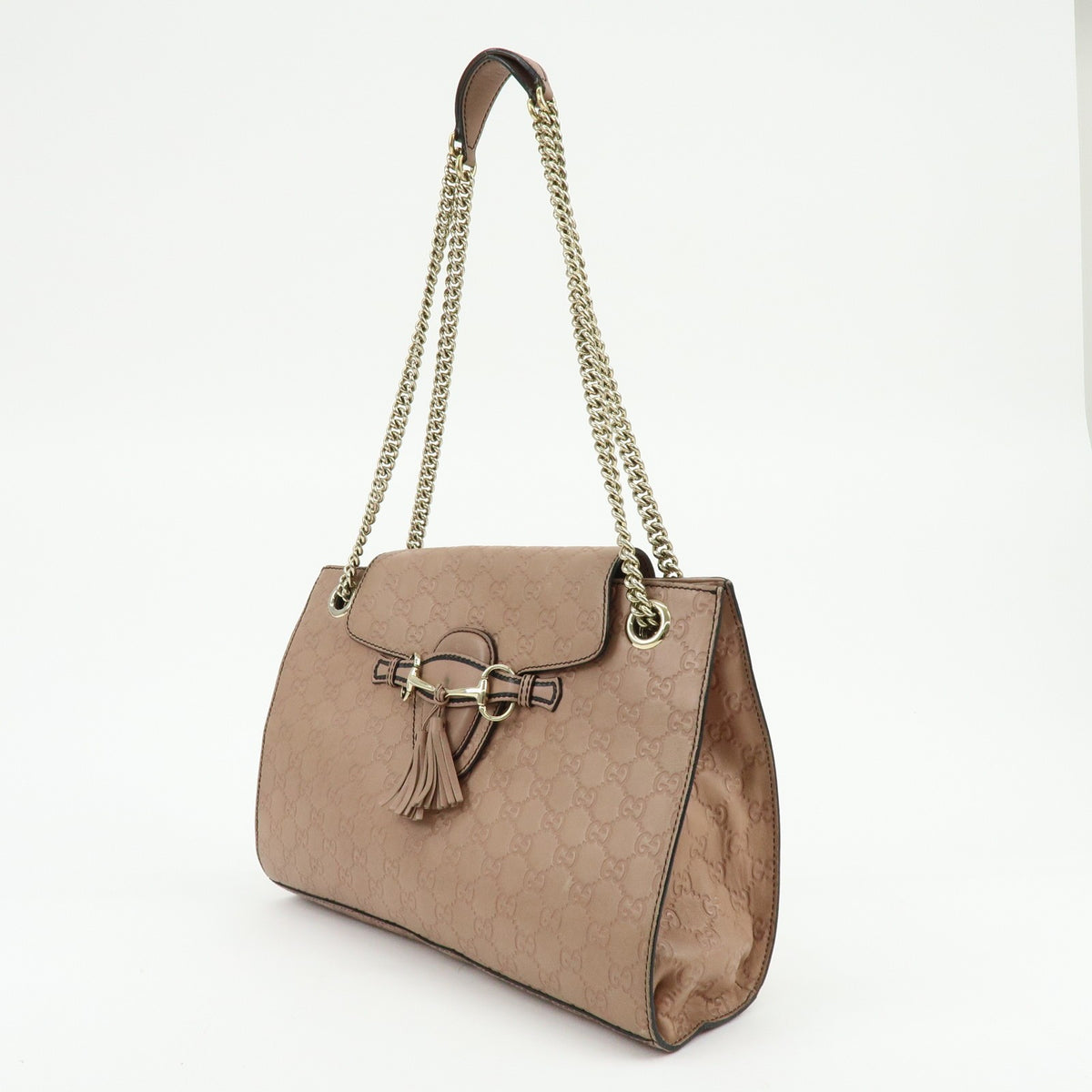 Gucci Emily Chain Flap Guccissima Leather, Pink, Leather, Handbag