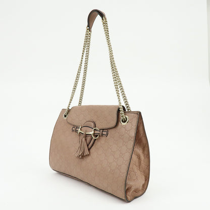 Gucci Emily Chain Flap Guccissima Leather, Pink, Leather, Handbag