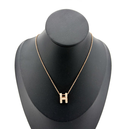 Hermes Pop H Pendant Chain Metal and Enamel, Beige, Other, Necklace