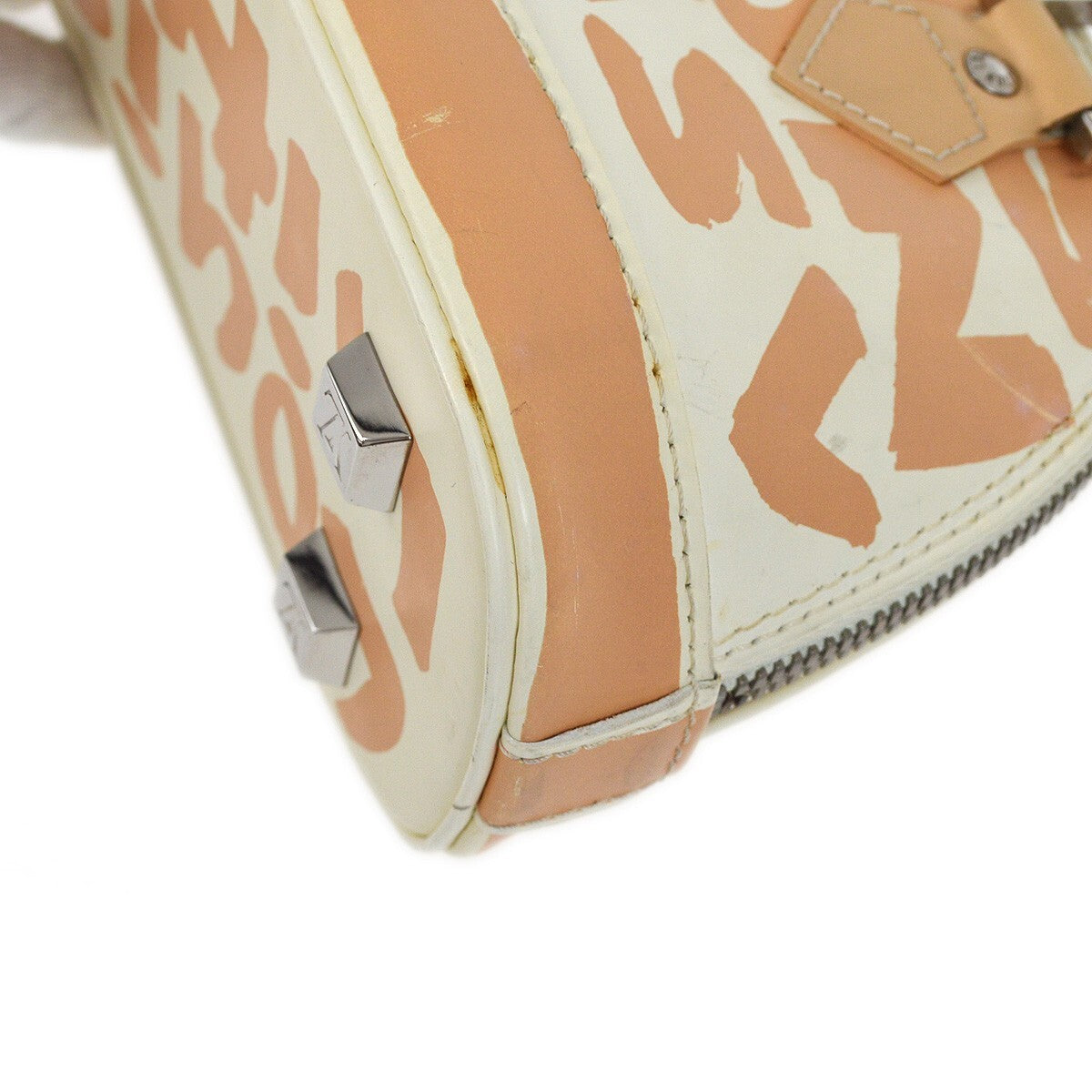 Louis Vuitton Alma Limited Edition Graffiti Leather, Beige, Leather, Handbag