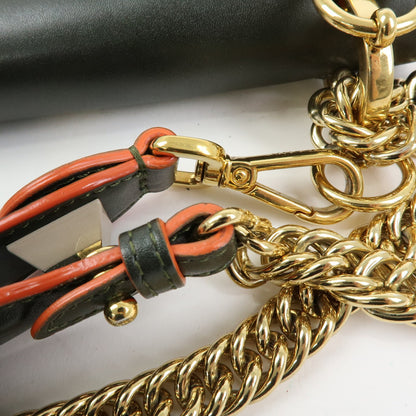 Fendi Kan I Leather, Green, Leather, Shoulder Bag