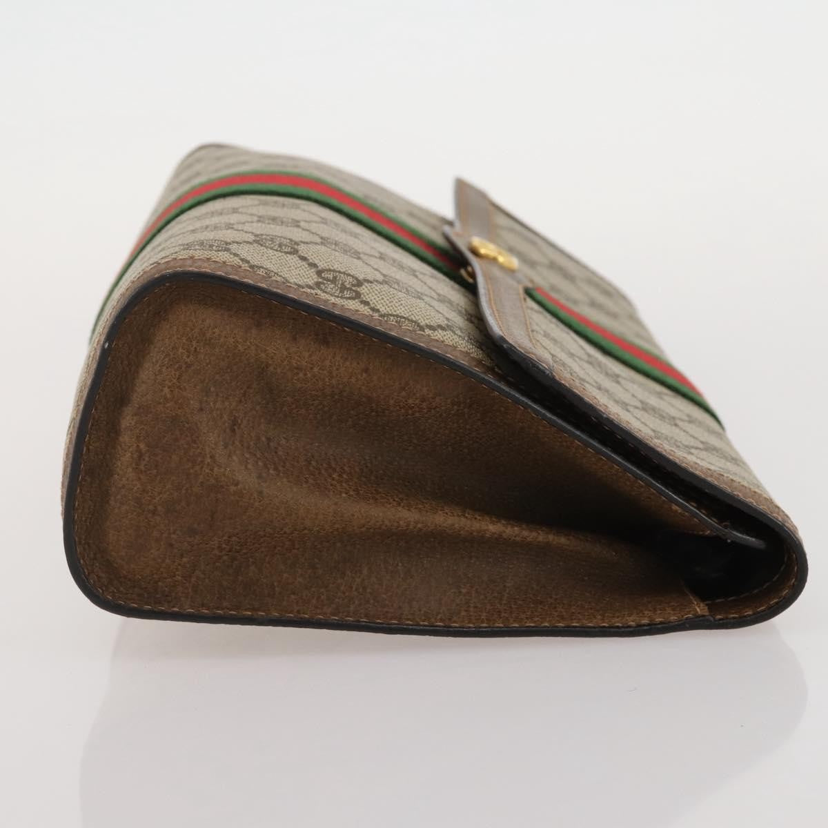 Gucci Vintage Web Flap Clutch GG Coated Canvas, Beige, Canvas, Clutch