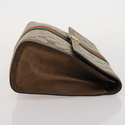 Gucci Vintage Web Flap Clutch GG Coated Canvas, Beige, Canvas, Clutch
