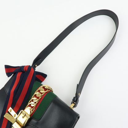 Gucci Sylvie Leather, Black, Leather, Shoulder Bag