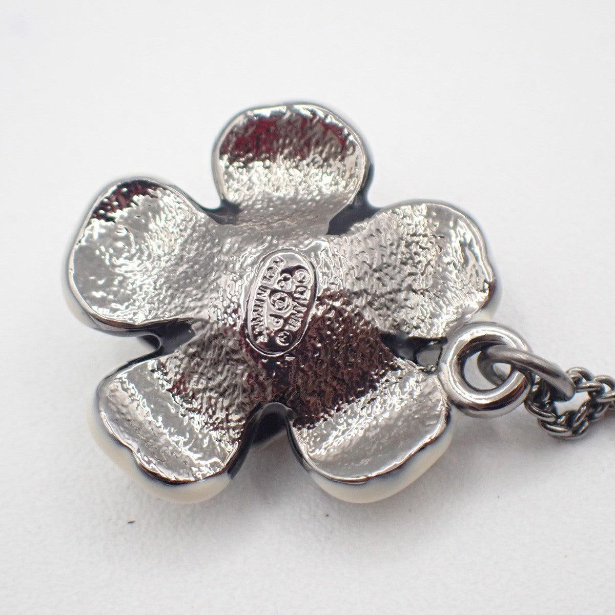 Chanel CC Flower Ladybug Silver Plated and Acrylic, Silver, Metal, Necklace