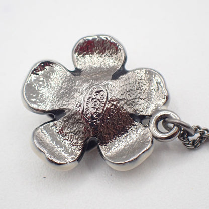 Chanel CC Flower Ladybug Silver Plated and Acrylic, Silver, Metal, Necklace
