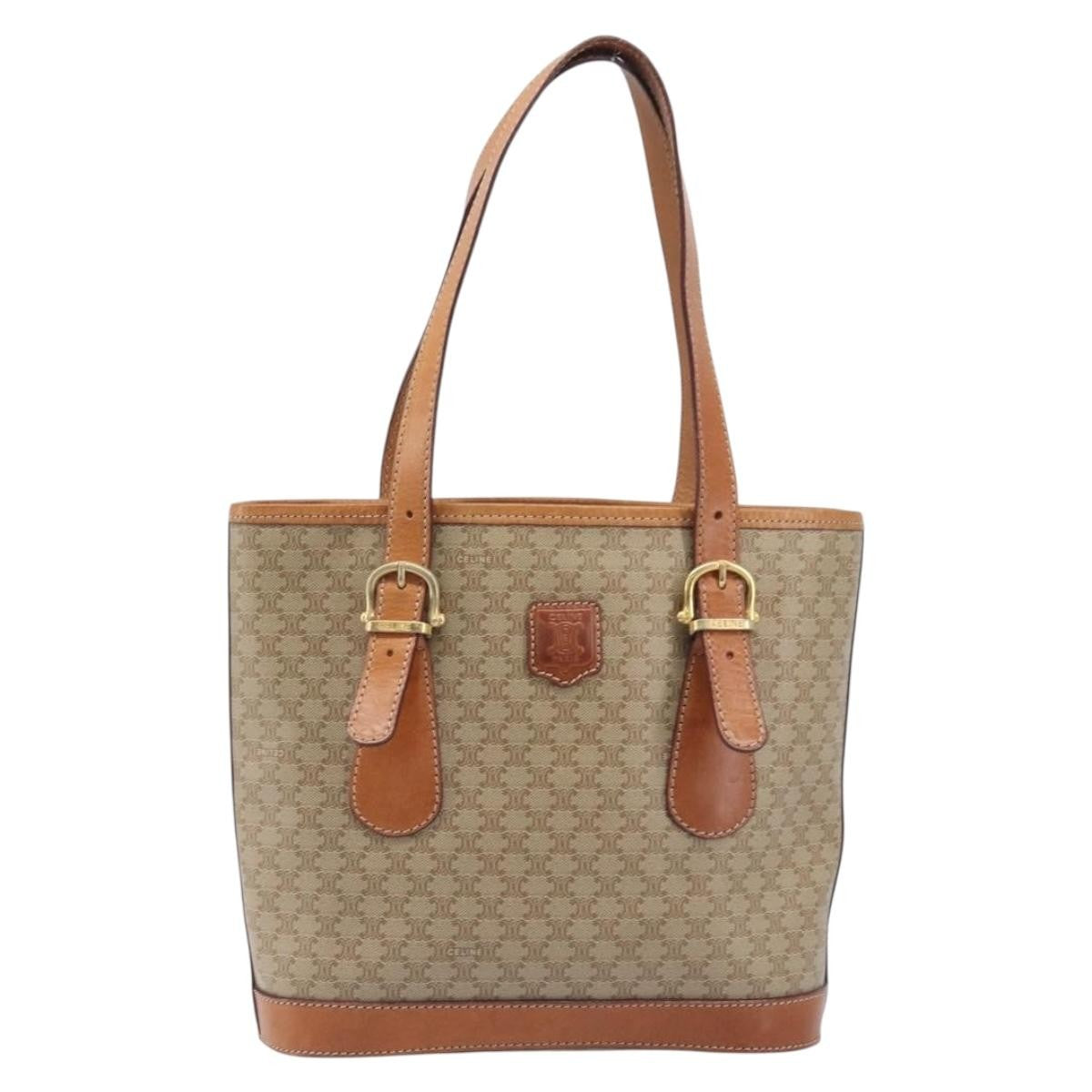 Celine Macadam Canvas and Leather, Beige, Canvas, Tote Bag