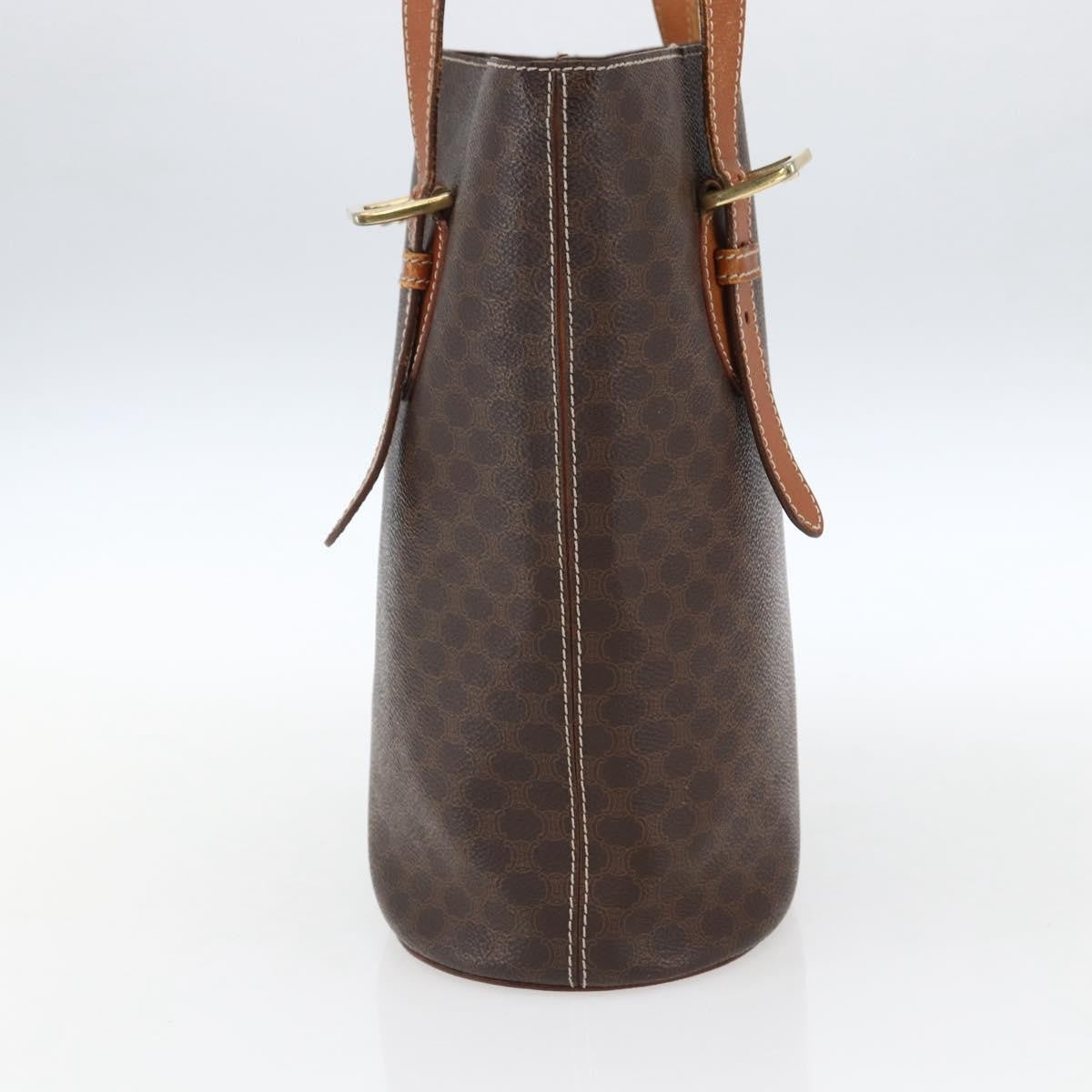 Celine Vintage Macadam Shopper Coated Canvas, Brown, Canvas, Tote Bag