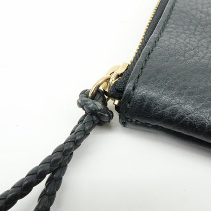 Gucci Bamboo Zip Pouch (Outlet) Leather, Black, Leather, Clutch