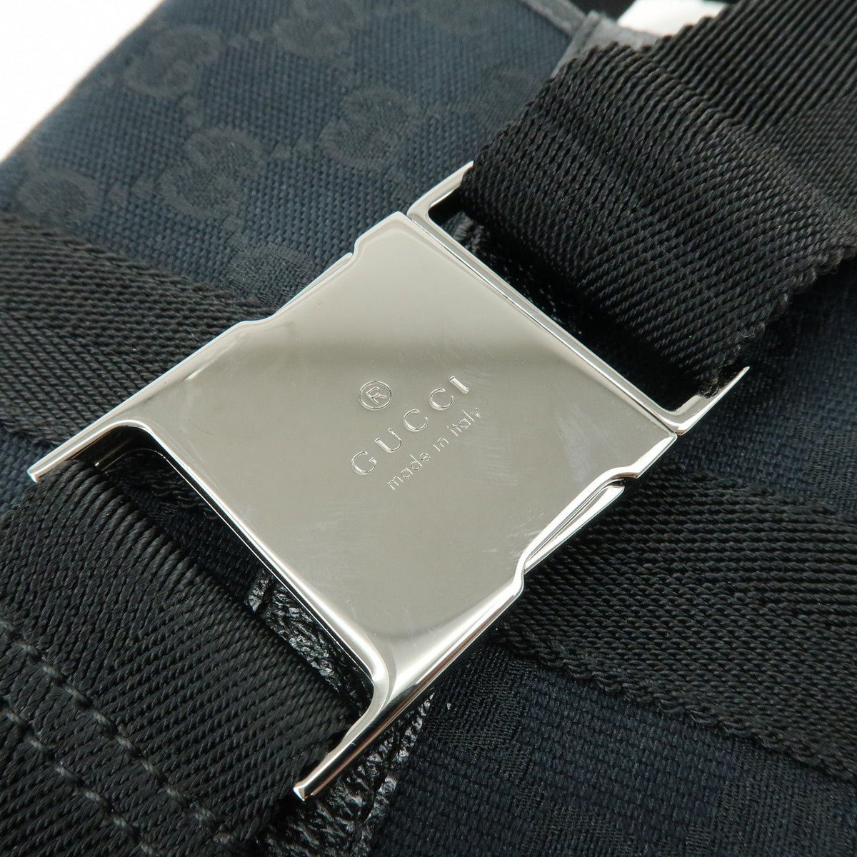 Gucci Buckle Belt GG Canvas, Black, Canvas, Handbag