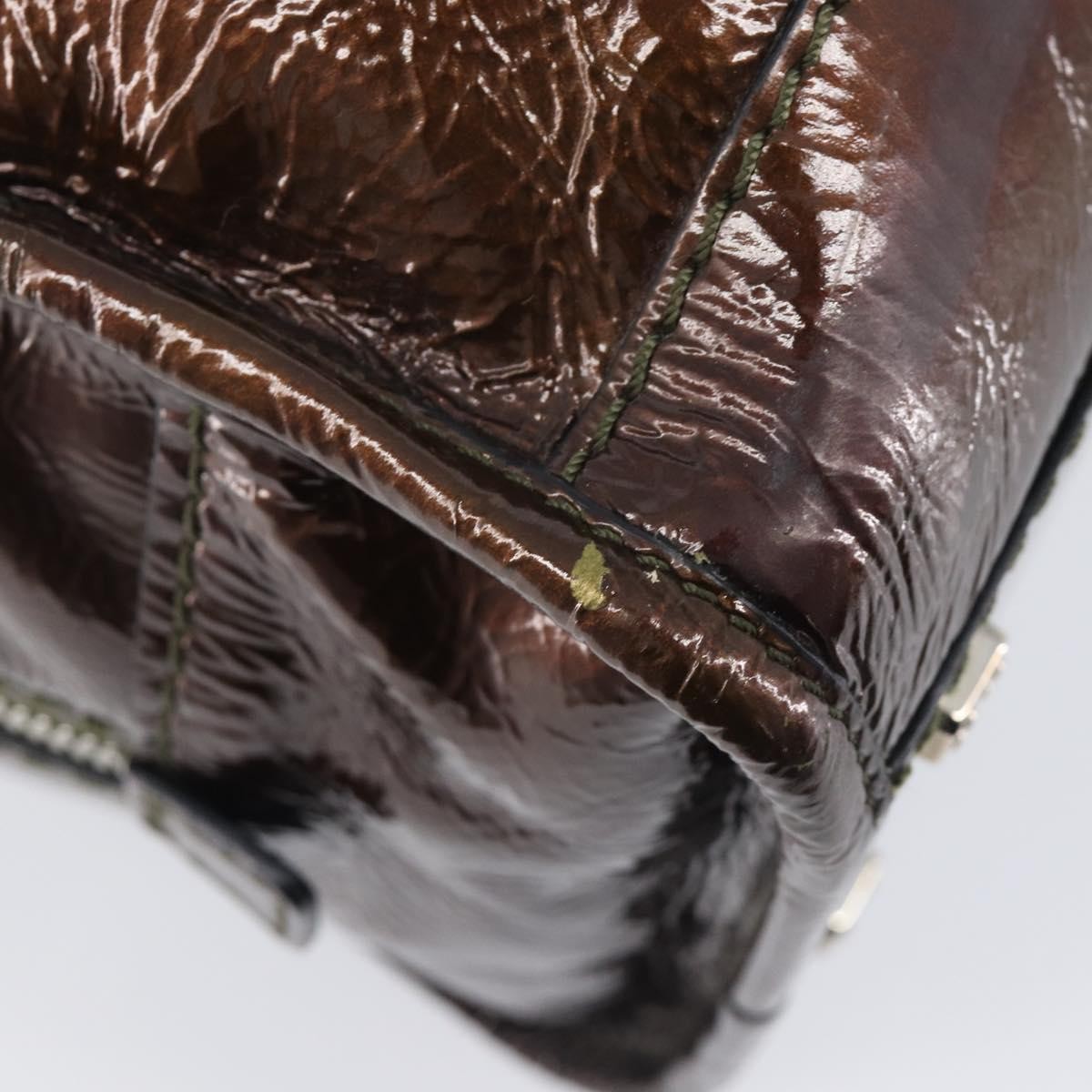 Loewe Amazona Patent, Brown, Patent Leather, Handbag
