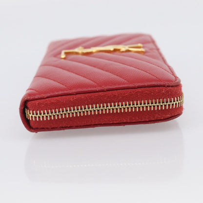 Saint Laurent Loulou Zip Around Matelasse Chevron Leather, Red, Leather, Wallet