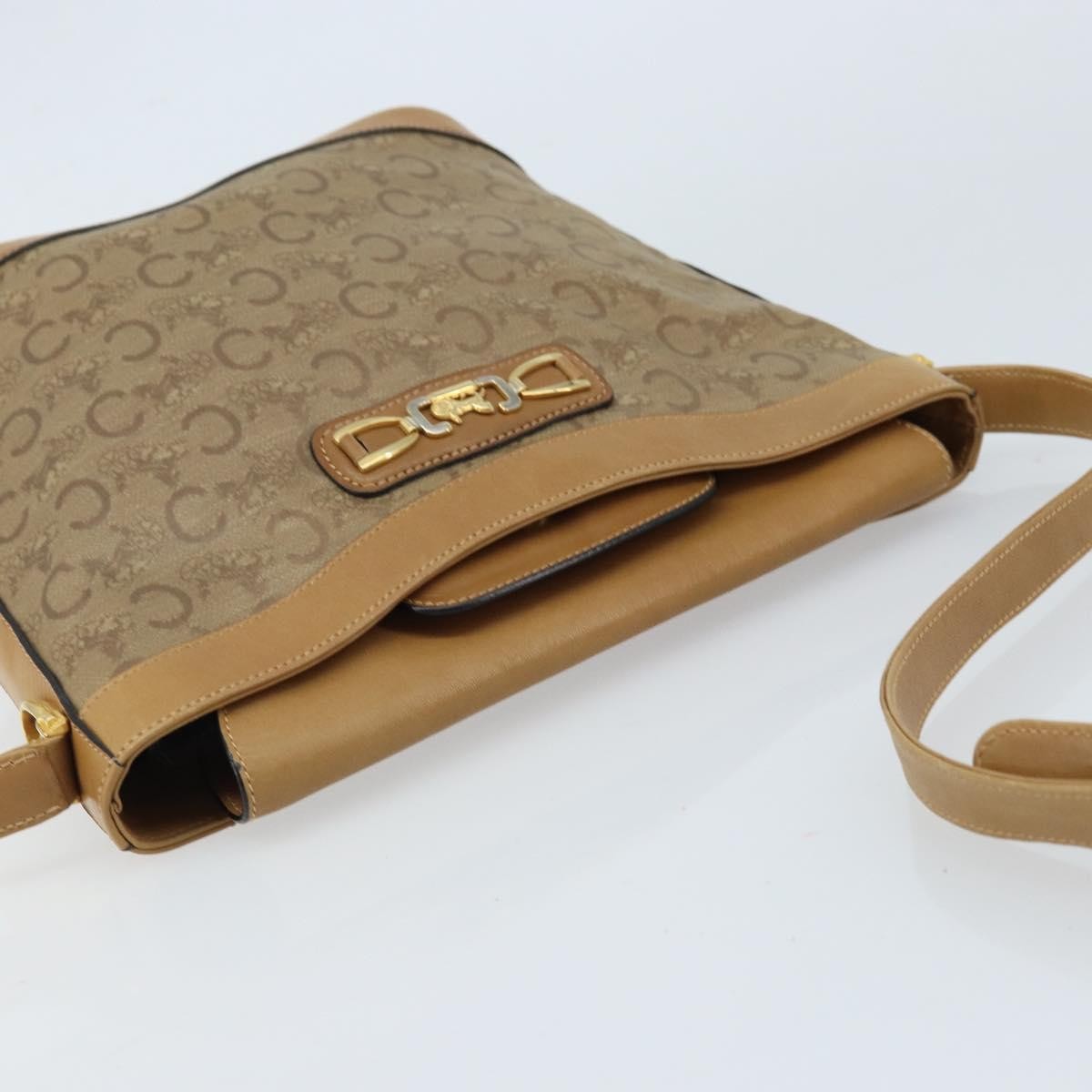 Celine C Sulky Canvas and Leather, Beige, Canvas, Shoulder Bag