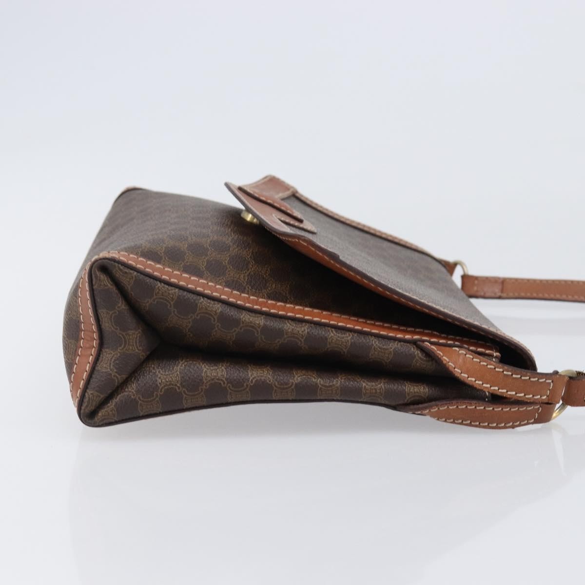 Celine Vintage Macadam Canvas and Leather, Brown, Canvas, Shoulder Bag