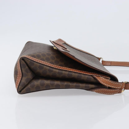Celine Vintage Macadam Canvas and Leather, Brown, Canvas, Shoulder Bag