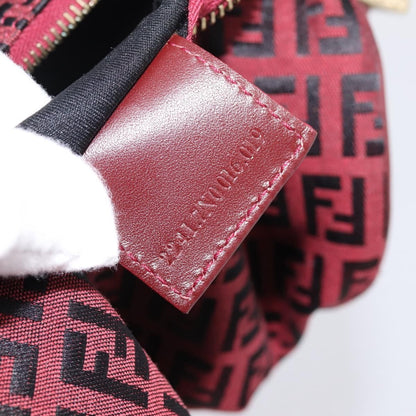 Fendi Vintage FF Zip Zucchino Canvas, Burgundy, Canvas, Shoulder Bag