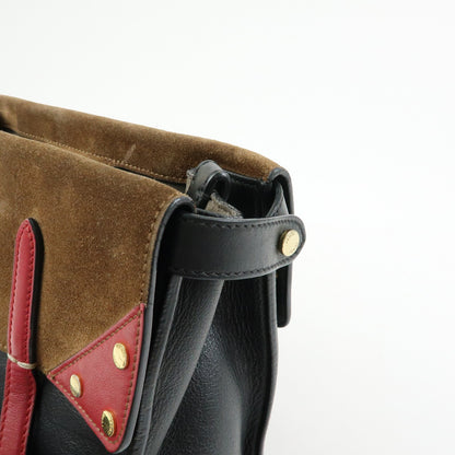 Fendi Flip Leather and Suede, Black, Leather, Tote Bag