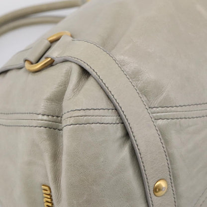 Miu Miu Bow Satchel Cervo Leather, Gray, Leather, Handbag