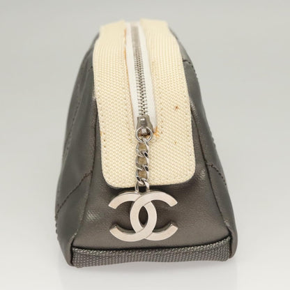 Chanel Vintage Clutch Leather, Gray, Leather, Clutch