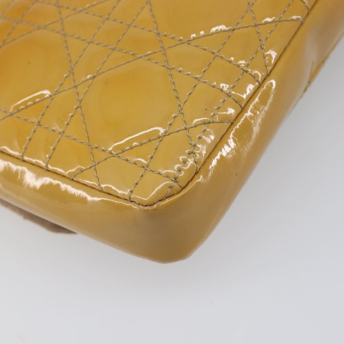 Christian Dior New Lock Cannage Quilt Patent, Yellow, Patent Leather, Clutch