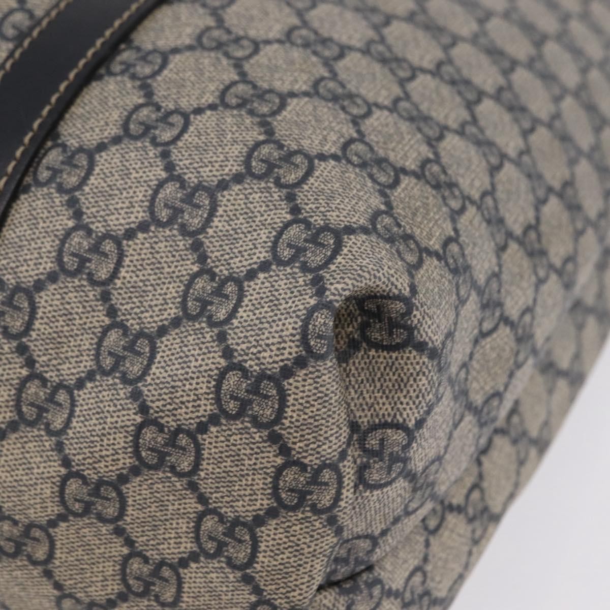 Gucci Open Tote GG Canvas and Leather, Navy, Canvas, Handbag